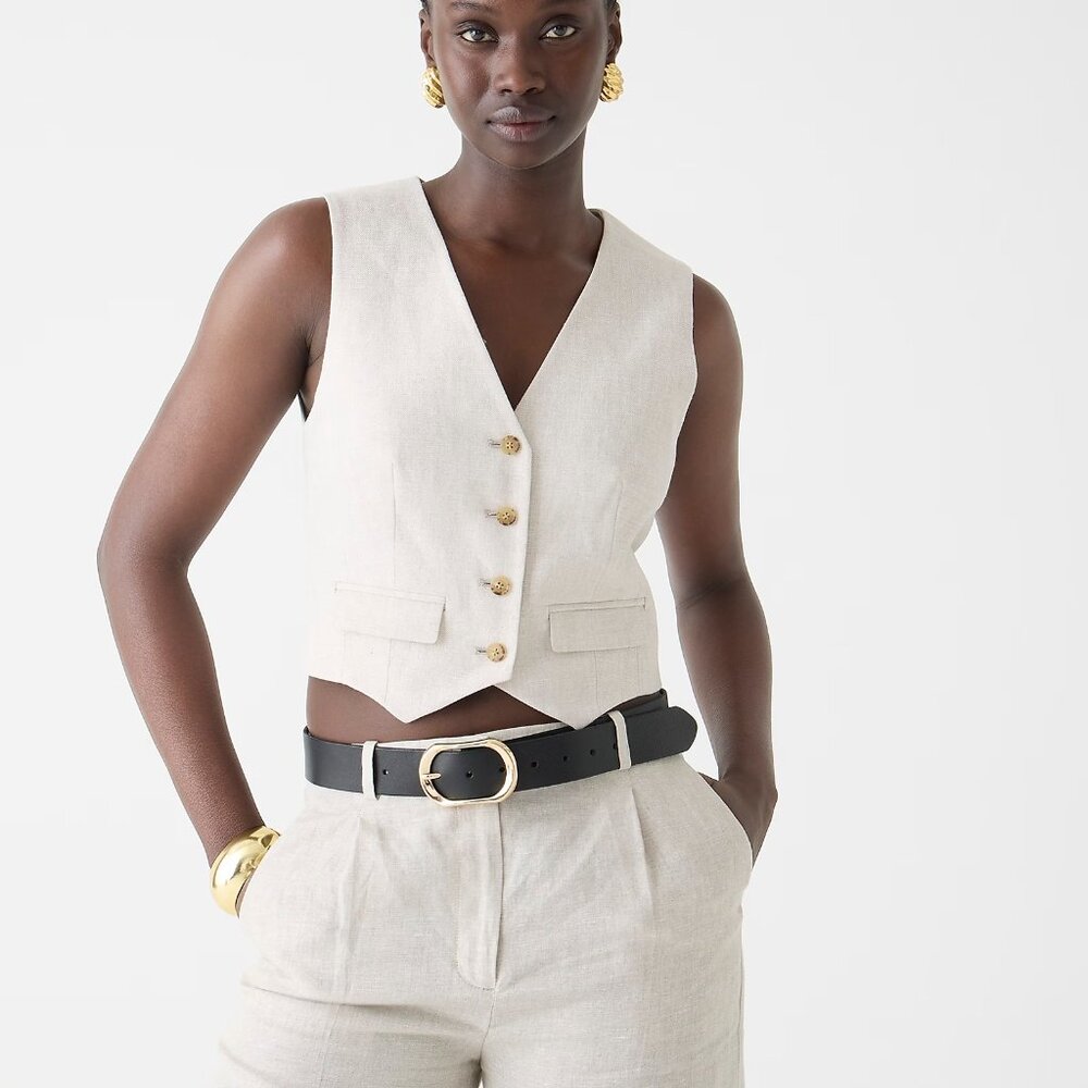 J Crew Classic vest in stretch linen blend NWT